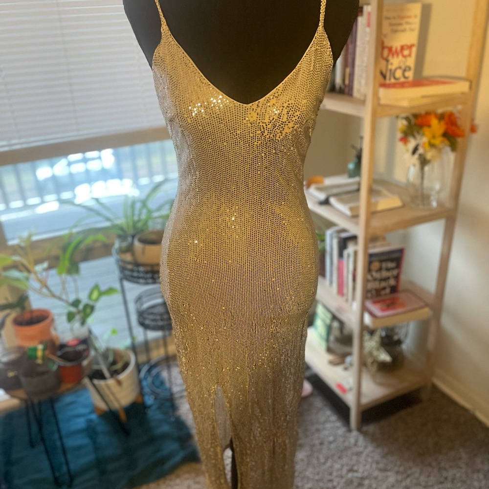 Gold sequin dress